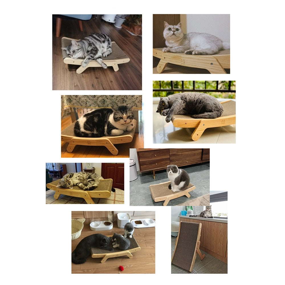 Cat Scratcher Board Wooden Frame Cat Scratching Bed Anti-Scratch Toys Claw Couch Scraper For Cats - anconmall