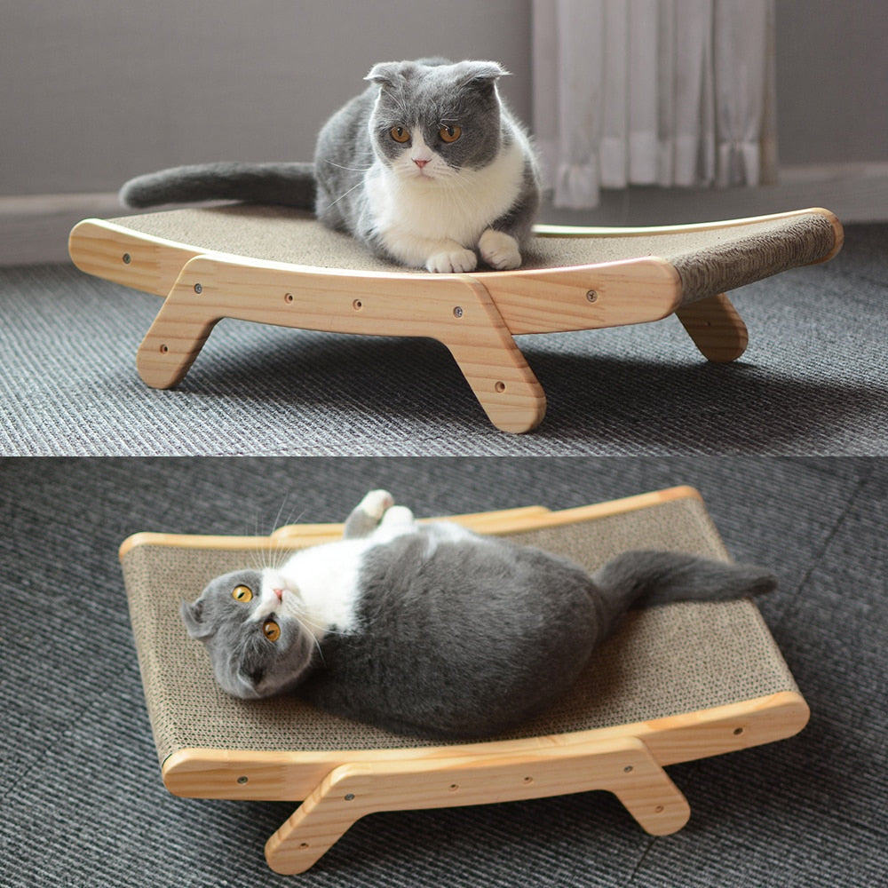 Cat Scratcher Board Wooden Frame Cat Scratching Bed Anti-Scratch Toys Claw Couch Scraper For Cats - anconmall
