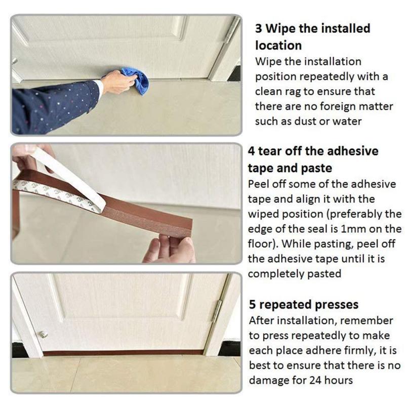 New 1 Pcs 5m Width Window Door Bottom Self Adhesive Silicone Rubber Seal Weathering Strip Door Sealing Bar Window Sealing Tape