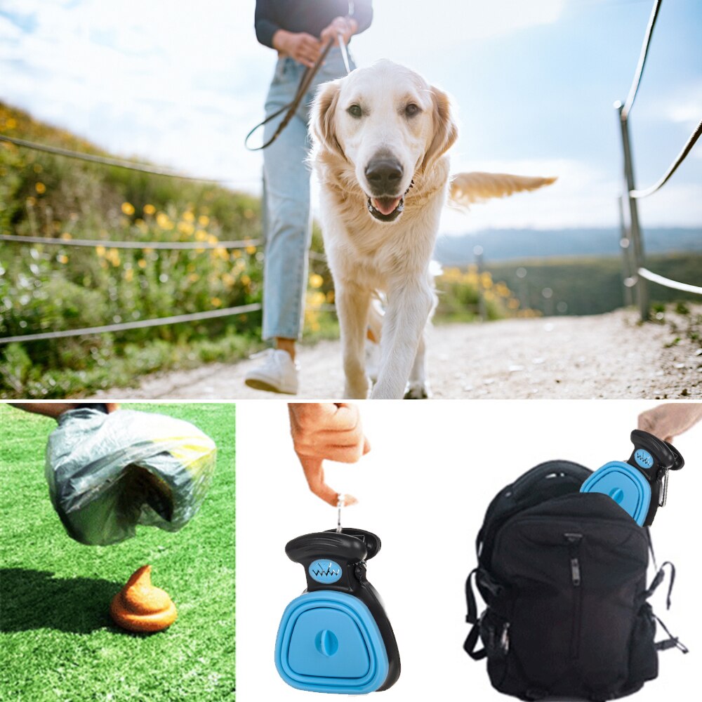 Dog Poop Bag Dispenser Pet Travel Foldable Pooper Scooper Poop Bag Attached Poop Scoop Clean Pick Up Excreta Cleaner - anconmall
