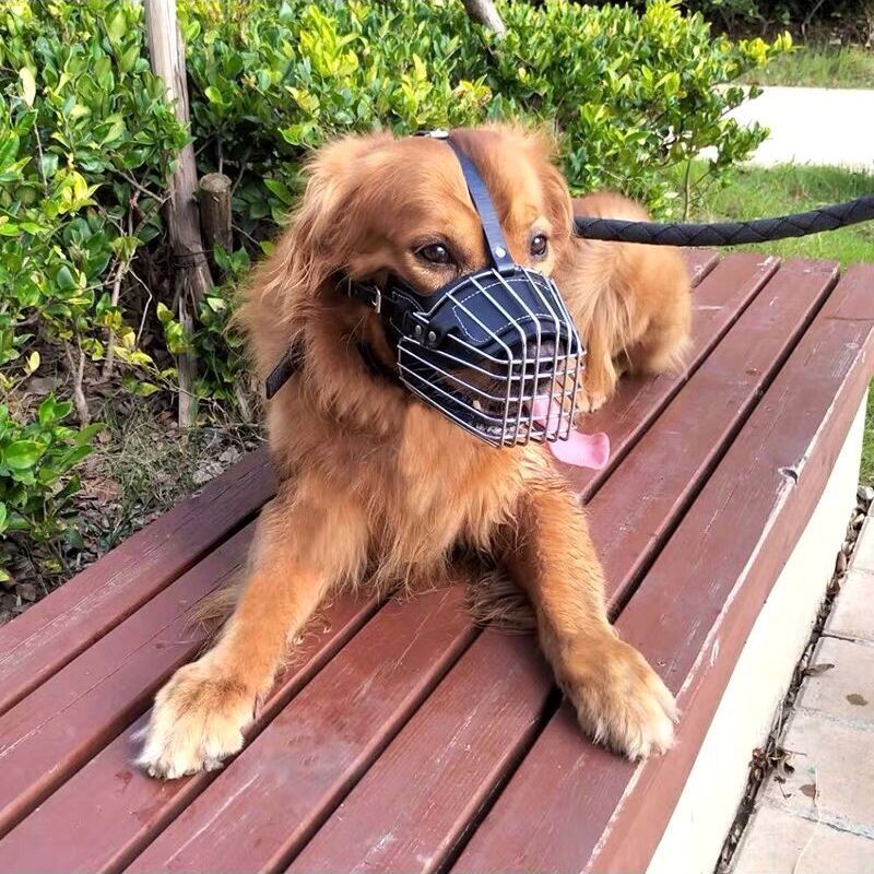 Black / Brown Strong Metal Wire Basket Dog Muzzle for Large Dogs Amstaff Pitbull Bull Terrier Anti-Bite Bark Chew Muzzles - anconmall