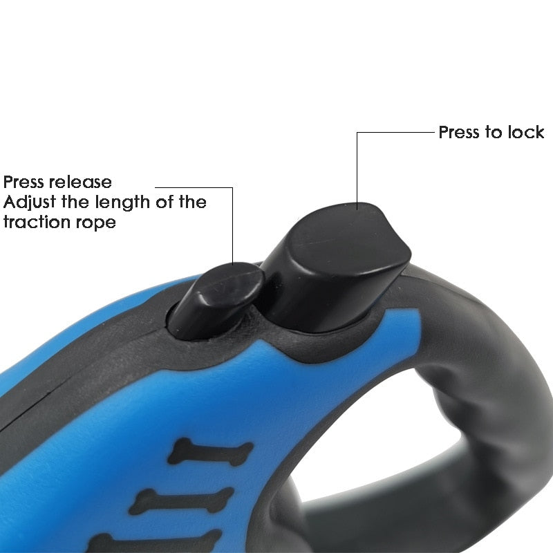 Retractable Dog Leash 3 And 5 Meters Long Pet Puppy Walking Lead Rope Automatic Nylon Traction Leashes For Dogs - anconmall