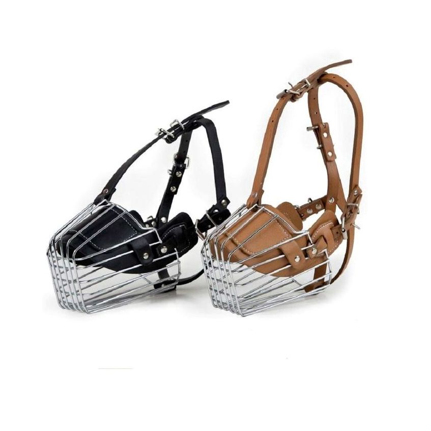 Black / Brown Strong Metal Wire Basket Dog Muzzle for Large Dogs Amstaff Pitbull Bull Terrier Anti-Bite Bark Chew Muzzles - anconmall