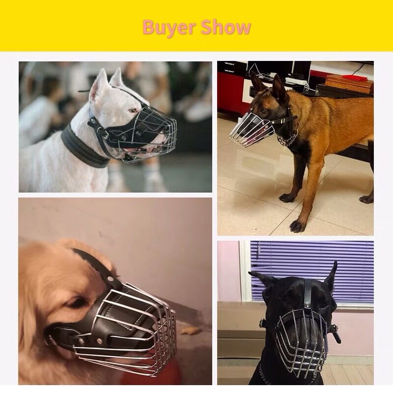 Black / Brown Strong Metal Wire Basket Dog Muzzle for Large Dogs Amstaff Pitbull Bull Terrier Anti-Bite Bark Chew Muzzles - anconmall