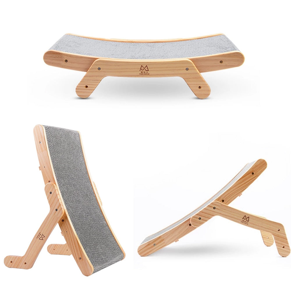 Cat Scratcher Board Wooden Frame Cat Scratching Bed Anti-Scratch Toys Claw Couch Scraper For Cats - anconmall