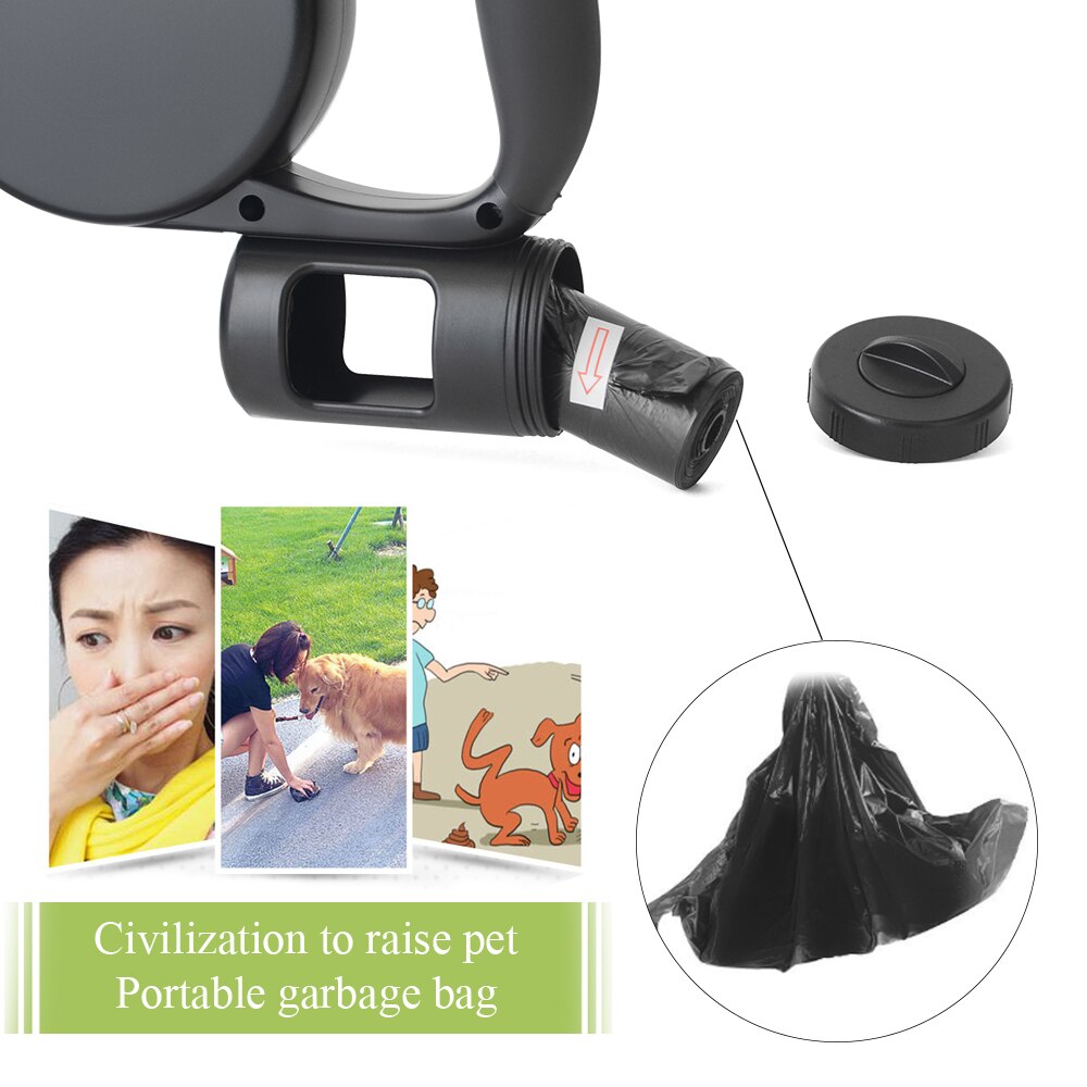 Retractable Dog Leash 4.5M with LED Flashlight And Garbage Bag Durable Nylon Dog leashes For Small Medium Dogs - anconmall