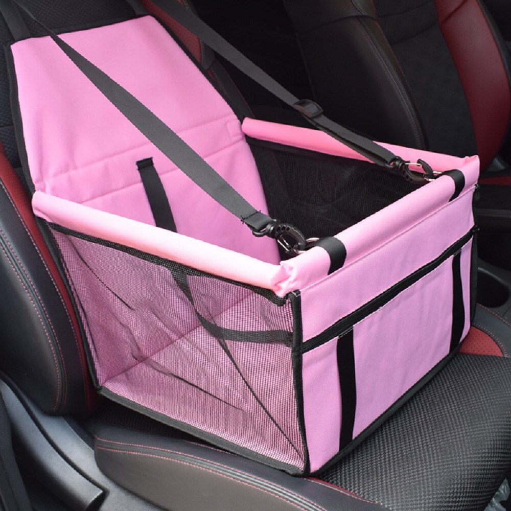 Sturdy PVC Support Tube Pet Booster Seat Anti-Collapse Small Pet Car Basket for Carrying Pet Dogs and Cats with Safety Seat Belt - anconmall