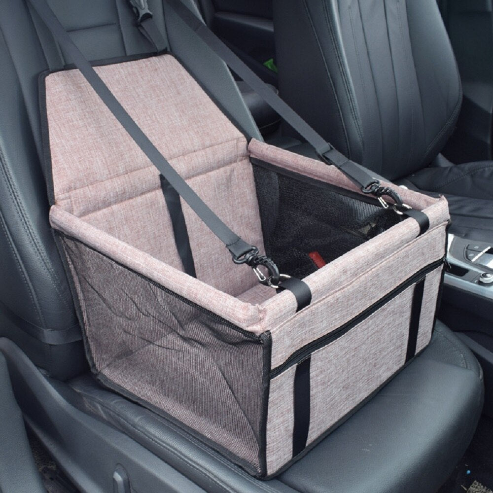 Sturdy PVC Support Tube Pet Booster Seat Anti-Collapse Small Pet Car Basket for Carrying Pet Dogs and Cats with Safety Seat Belt - anconmall