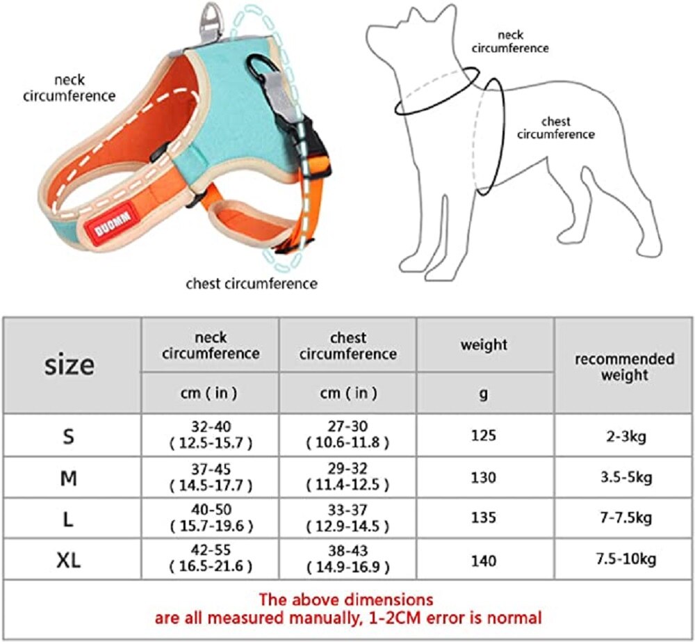 Soft Suede No Pull Dog Harness and Leash Set for Small and Medium Dogs Reflective Breathable Adjustable Easy Walk Vest Harness - anconmall