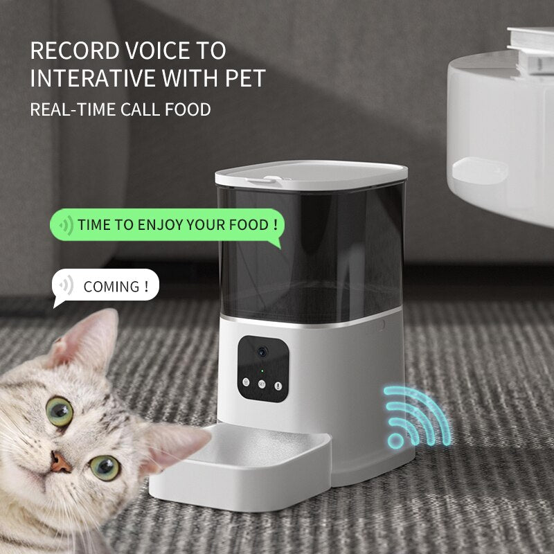 6L Large Capacity Pet Automatic Feeder Smart Voice Recorder APP Control Timer Feeding Cat Dog Food Dispenser With WiFi Pet Bowl