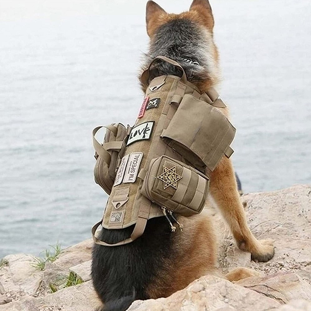 Camouflage Big Dog Harness Pet German Shepherd K9 Malinois Training Vest Tactical Dog Harness and Leash Set For Dogs - anconmall