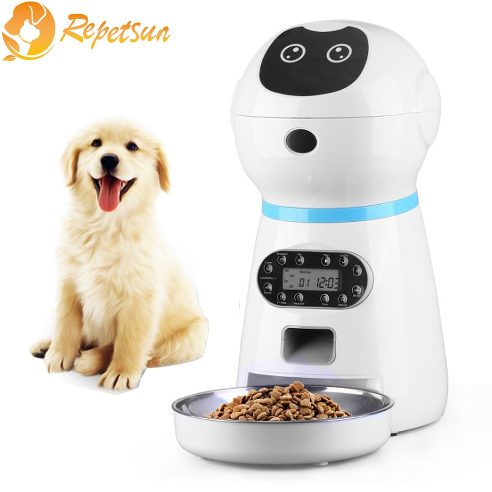 3.5L Robot Smart Automatic Pet Feeder With Staiinless Steel Bowls Dry Food Dispenser Timing Feeding For Cats Dogs Pet Supplier