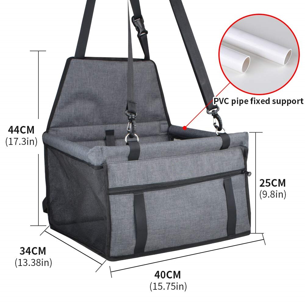 Sturdy PVC Support Tube Pet Booster Seat Anti-Collapse Small Pet Car Basket for Carrying Pet Dogs and Cats with Safety Seat Belt - anconmall