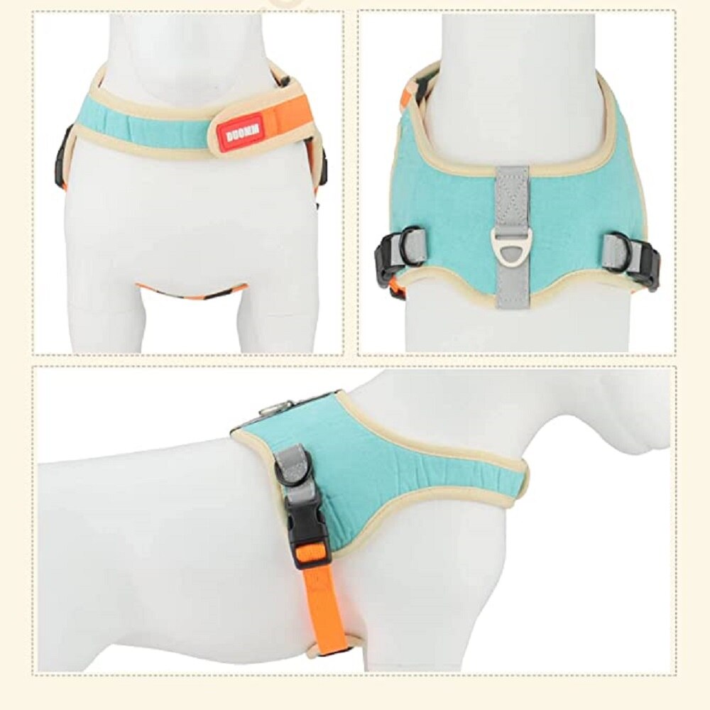 Soft Suede No Pull Dog Harness and Leash Set for Small and Medium Dogs Reflective Breathable Adjustable Easy Walk Vest Harness - anconmall