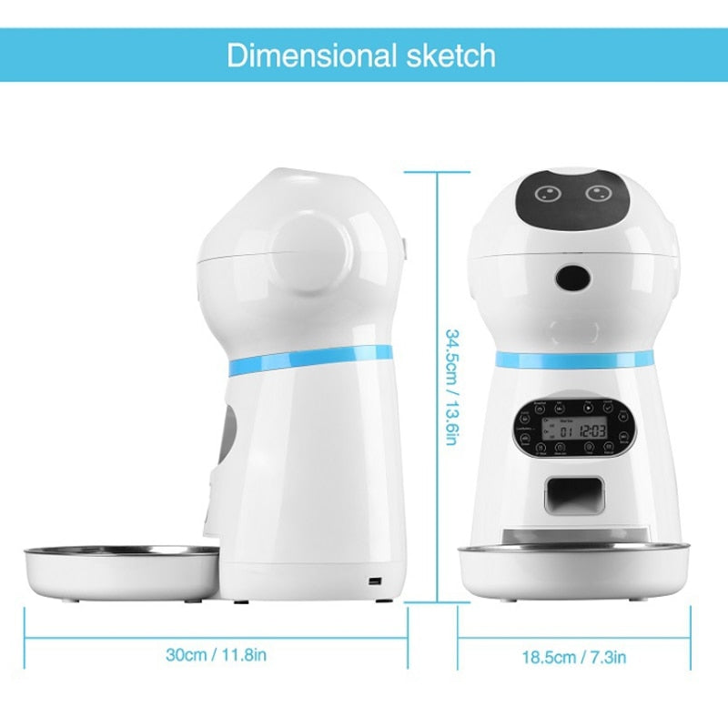 3.5L Robot Smart Automatic Pet Feeder With Staiinless Steel Bowls Dry Food Dispenser Timing Feeding For Cats Dogs Pet Supplier