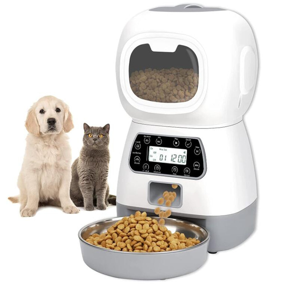 3.5L Robot Smart Automatic Pet Feeder With Staiinless Steel Bowls Dry Food Dispenser Timing Feeding For Cats Dogs Pet Supplier