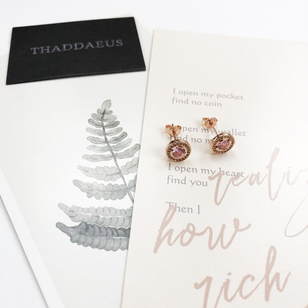 Light of Luna Pink Round Ear Studs Earrings Europe Style Fashion Jewerly For Women Gift In 925 Sterling Silver