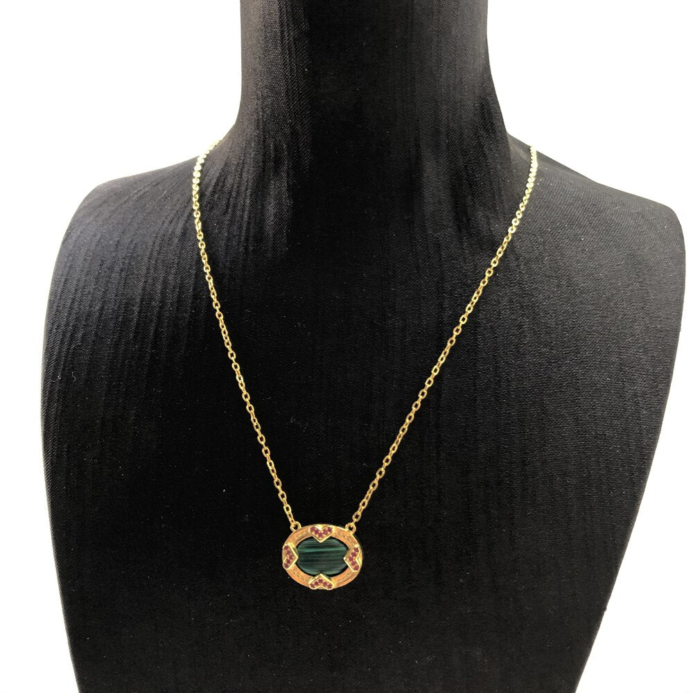 Necklace Green Oval Gold Summer Brand New Fine Jewelry 925 Sterling Silver Vintage Gift For Women