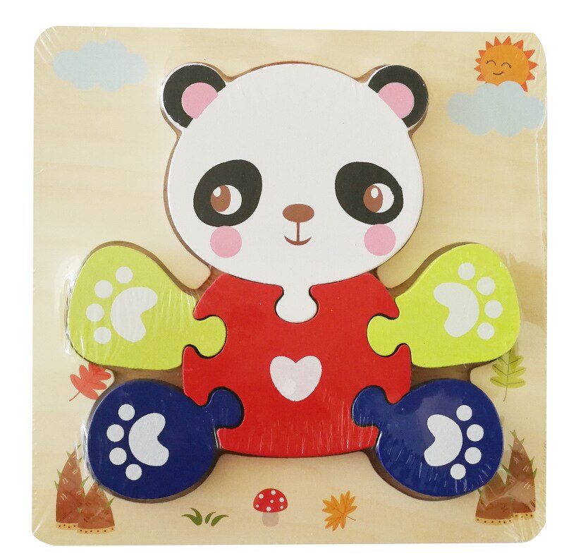 Wooden 3D Puzzle Educational Toys Jigsaw Toys For Children Baby Cartoon Animal Puzzles Intelligence Kids Toy Board Games