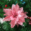 5pcs 14cm Glitter Artificial Christmas Flowers Xmas Tree Ornaments Merry Christmas Decorations for Home New Year Gifts Navidad
