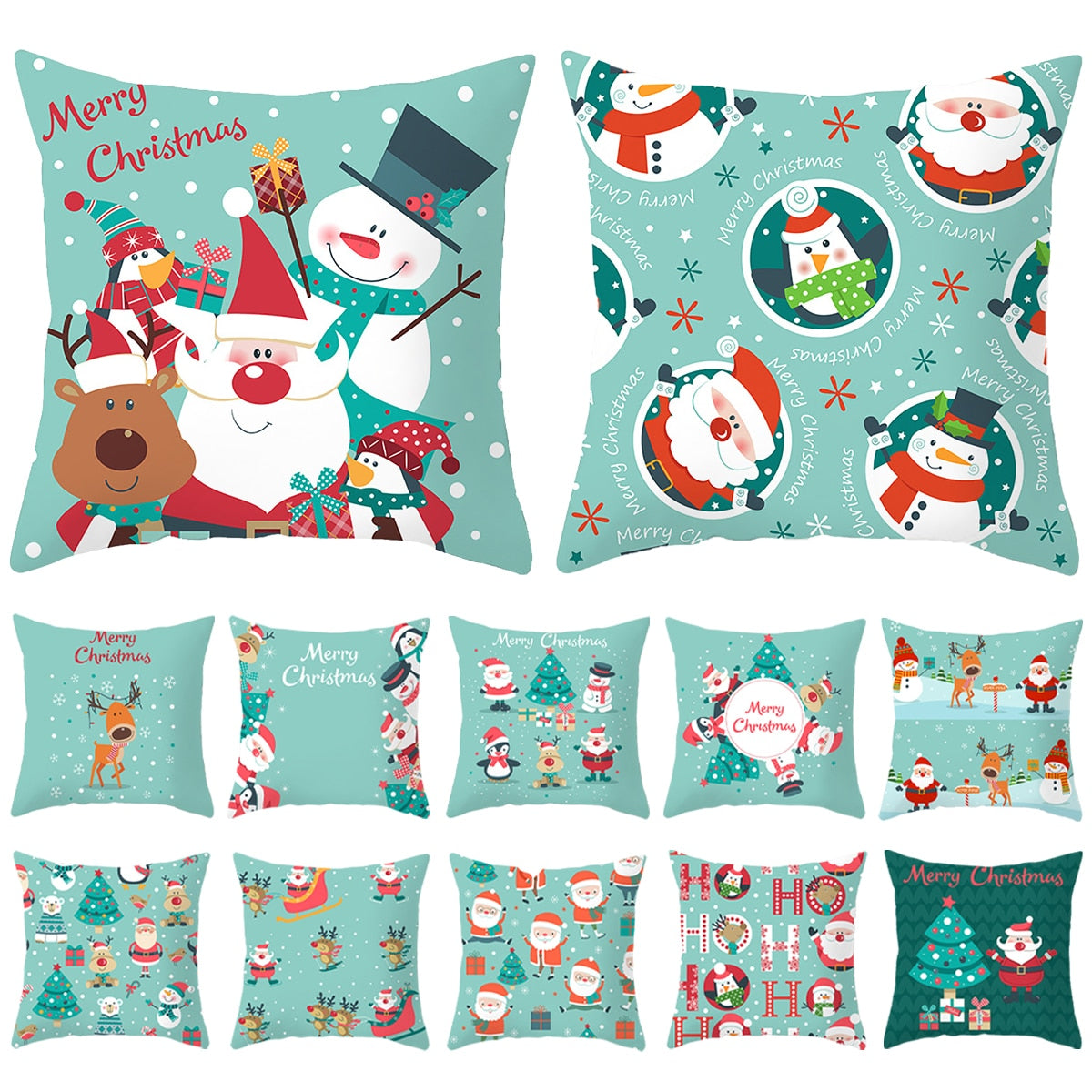 Santa Claus Christmas Cushion Cover Merry Christmas Decorations For Home Christmas Ornament Table Decor 2022 Xmas Gift New Year