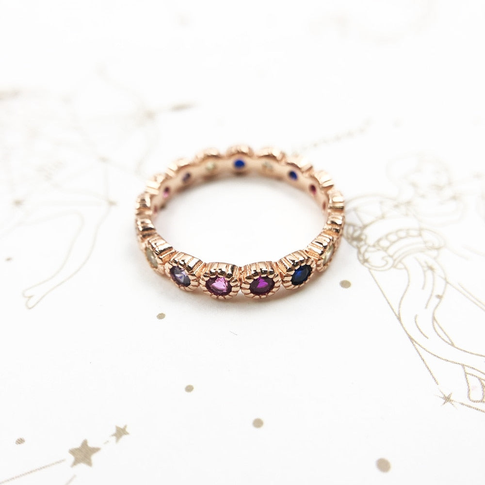 Ring Royalty Colourfull Stones,Europe Style Fine Jewerly For Women Vintage Victorian Gift In 925 Sterling Silver