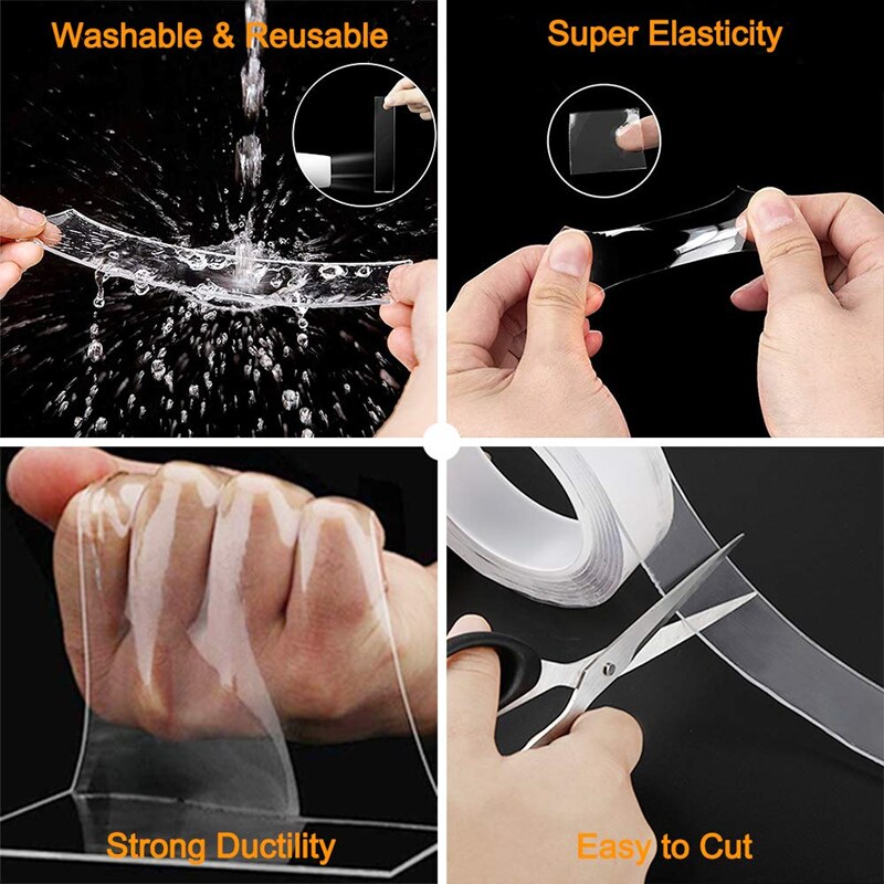 Home Decoration Tapes Monster Tape Waterproof Wall Stickers Reusable Heat Resistant Bathroom Transparent Double Sided Nano Tape