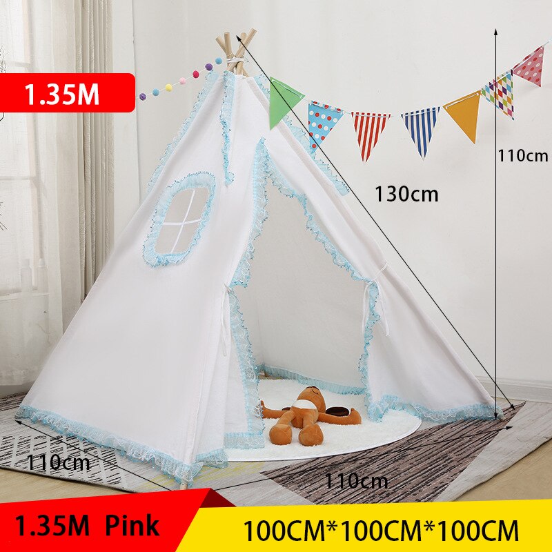 Children&#39;s Tent Teepee Tent For Kids Portable Tipi Infantil House For Children Cabana Kids Tents Decoration Carpet LED Lights