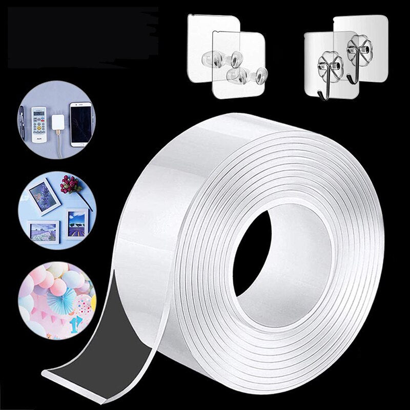 Double Sided Tapes Nano Tracsless Tape Transparent Reusable Waterproof Bathroom Cleanable Home Decoration Adhesive Tape