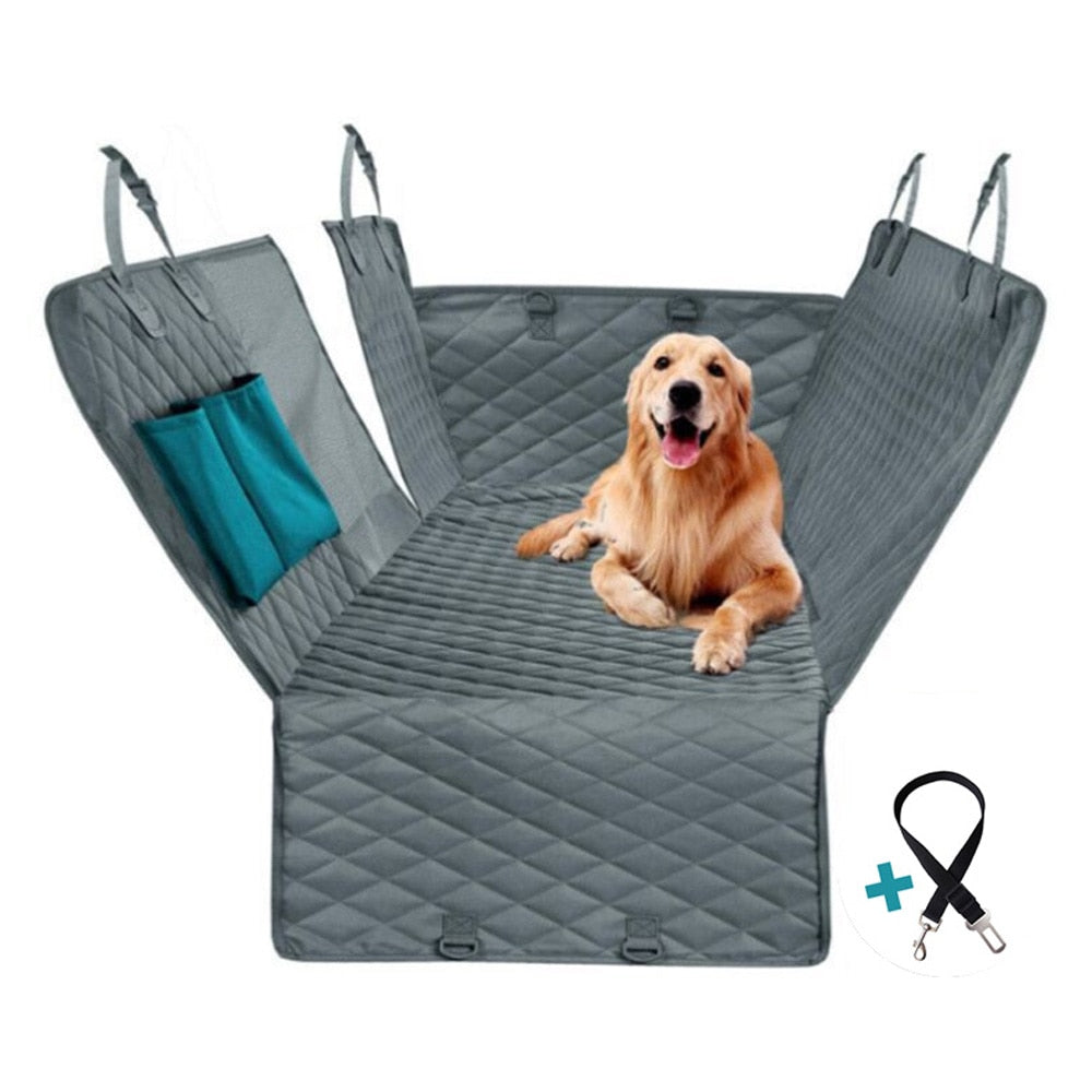 Pet Carrier Dog Car Seat Cover Waterproof With Pet Safety Belt Car Rear Back Seat Mat Hammock Cushion Protector - anconmall