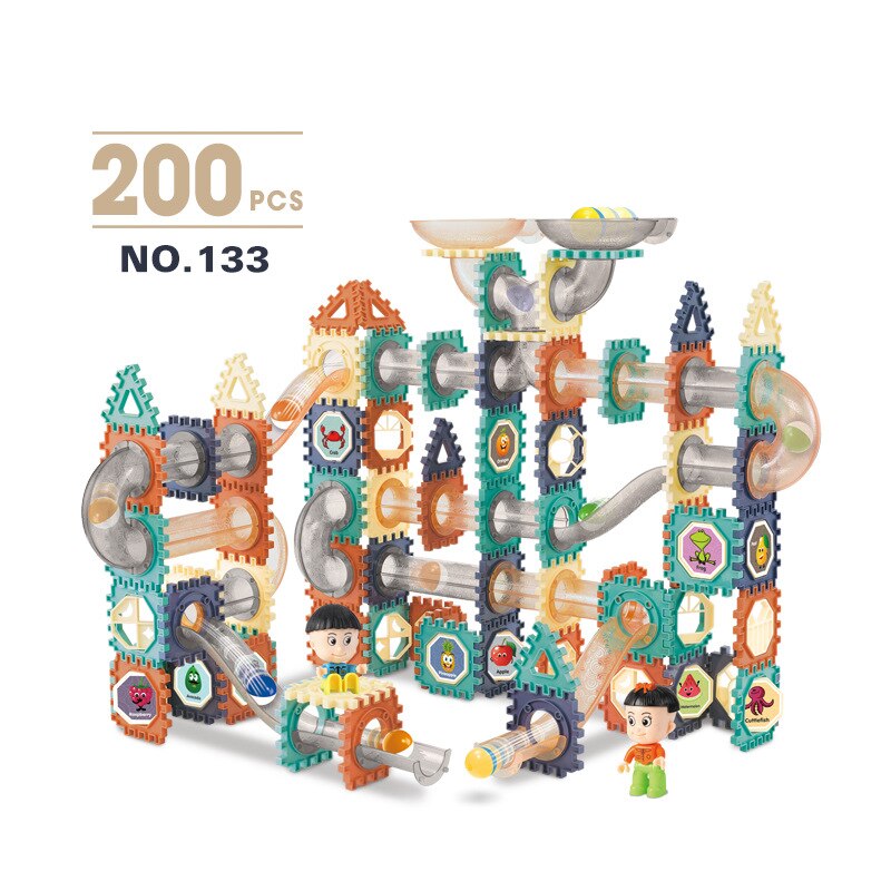 66-260PCS Marble Race Run Building Blocks Castle Children's Toys Rail Funnel Slide DIY Educational Brick Dominoes Children Gifts