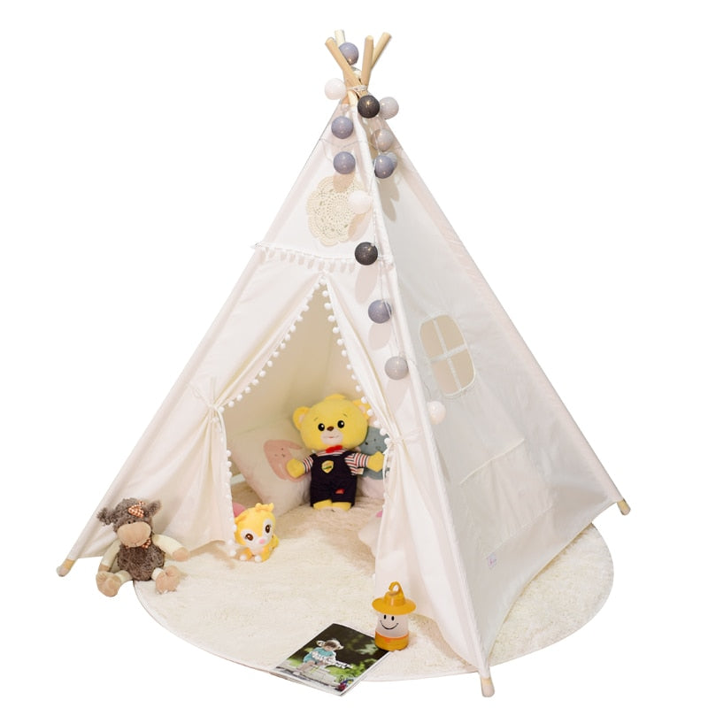 Children&#39;s Tent Teepee Tent For Kids Portable Tipi Infantil House For Children Cabana Kids Tents Decoration Carpet LED Lights