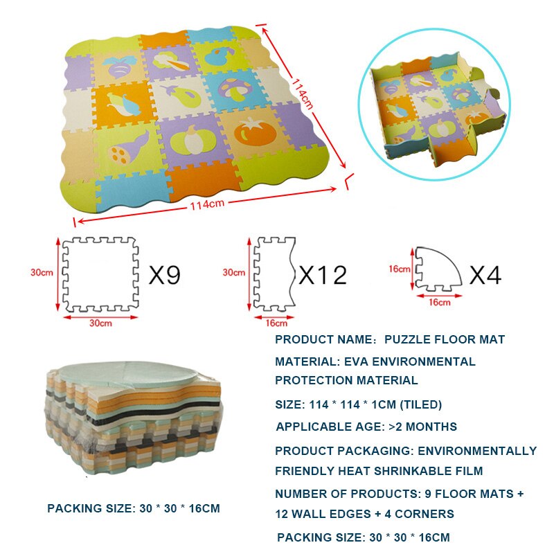 EVA Foam Play Mat with Fence Baby Puzzle Jigsaw Floor Mats Thick Carpet Pad For Kids Educational Toys Activity Pad Random Color