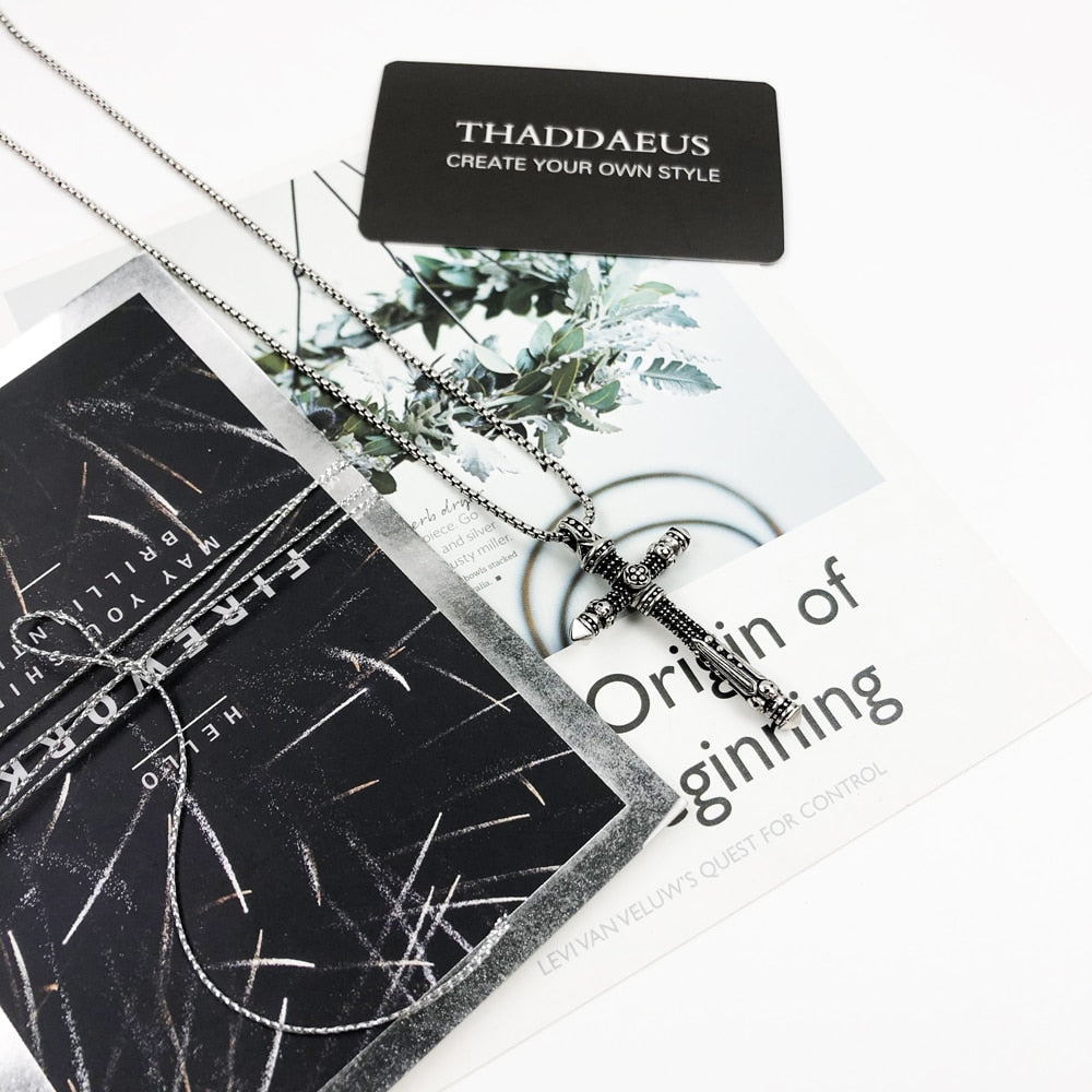 Cross Pave Link Necklace Brand New Chain Fashion Jewelry Europe 925 Sterling Silver Rebel Gift For Men & Women