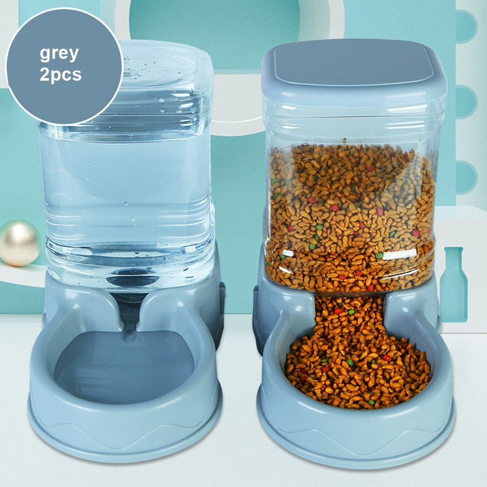 Cat Feeder And Drinker Automatic Cat Food Dispenser Water Bowls Big Capacity Gravity Auto Feeders For Cats - anconmall