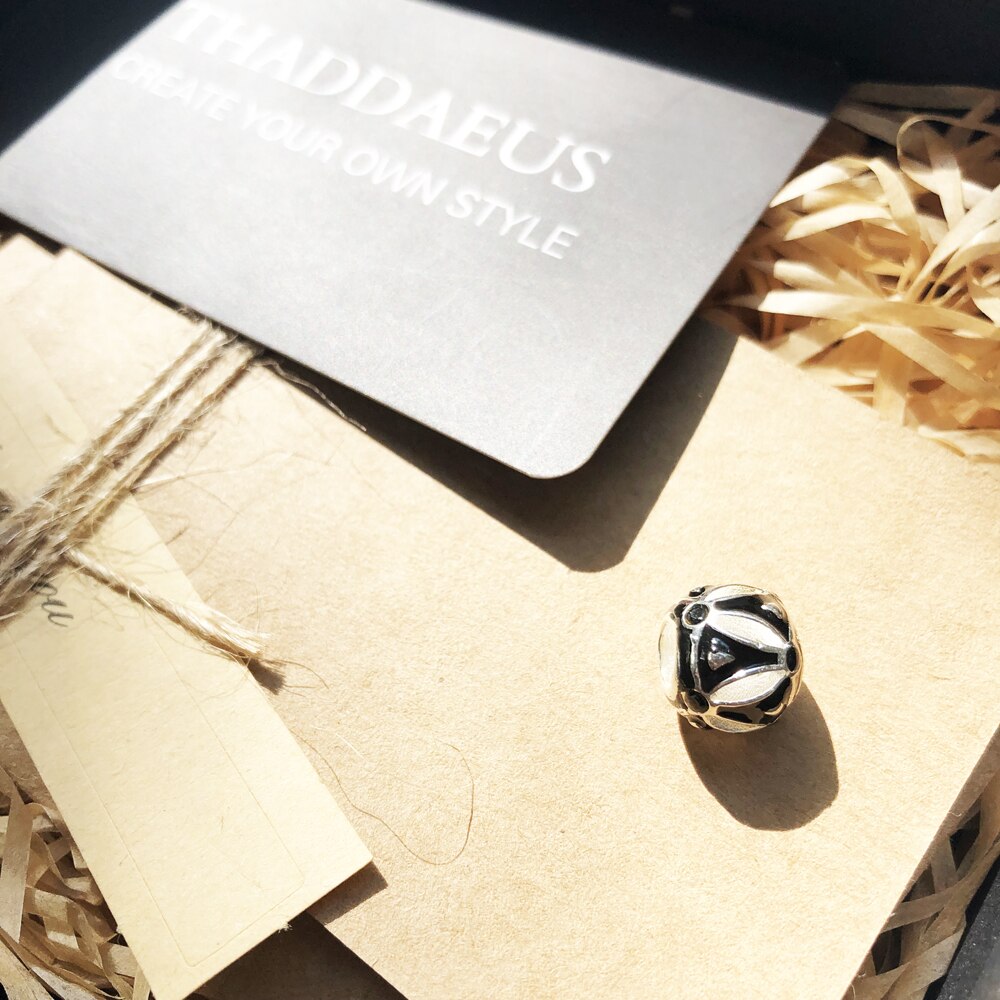 Beads Asian Ornament,Silver Black Gift For Women Men Fits Bracelet Europe Necklace Karma Charms European Jewelry Accessories