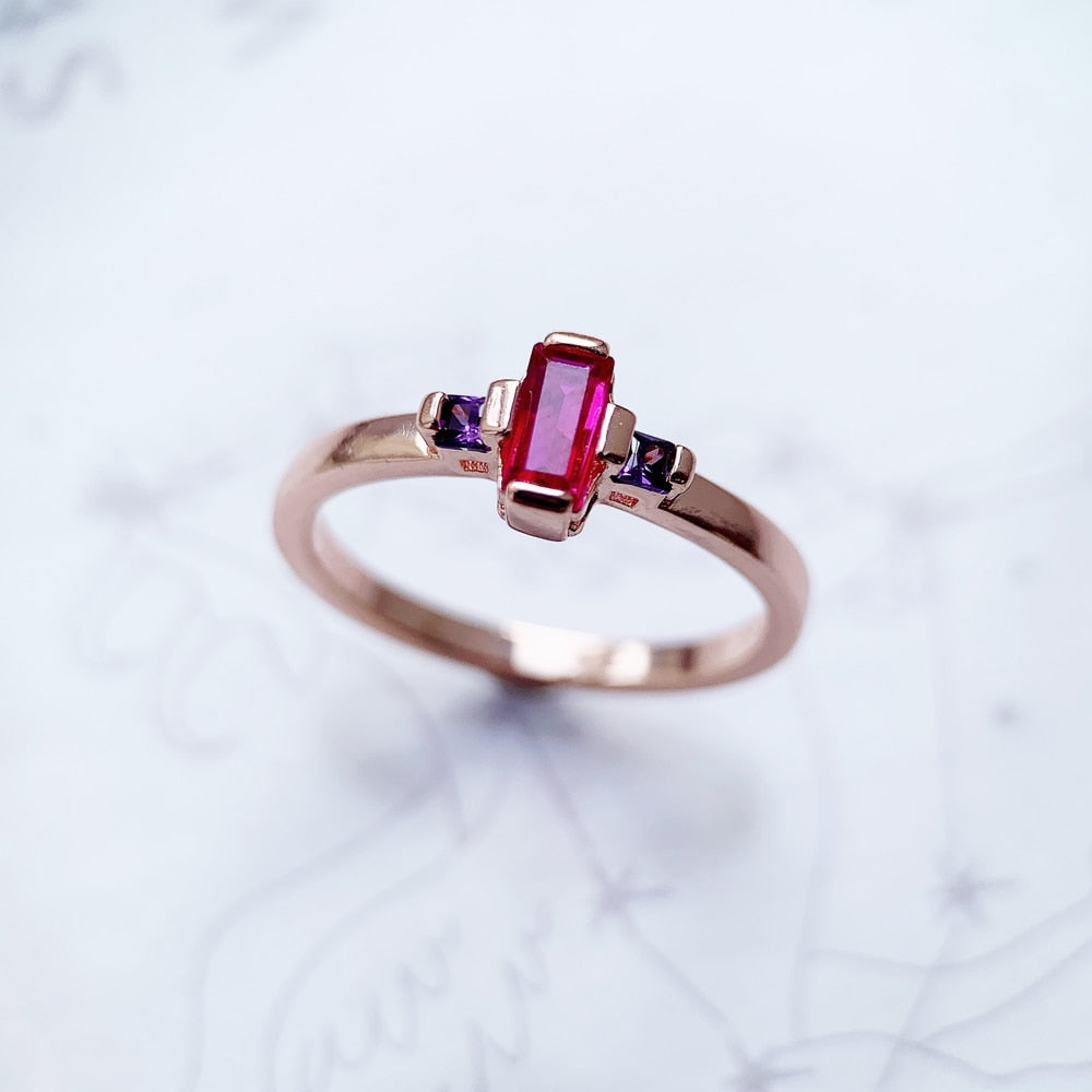 Ring Stone Baguette Cut,Europe Style Rose Gold Fine Jewerly For Women,2022 Brand New Gift In 925 Sterling Silver