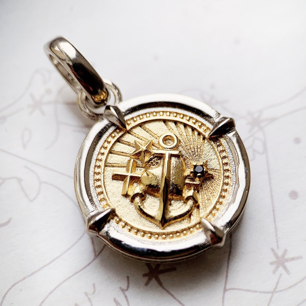 Pendant Faith, Love, Hope, 2022 Summer Fine Jewelry Two-tone Design Accessorie 925 Sterling Silver Vintage Gift For Women Men