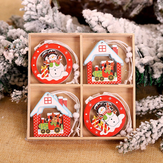 12Pcs Christmas Snowflakes Wooden Pendants Xmas Tree Hanging Ornaments Christmas Decorations for Home Navidad Gift New Year 2023