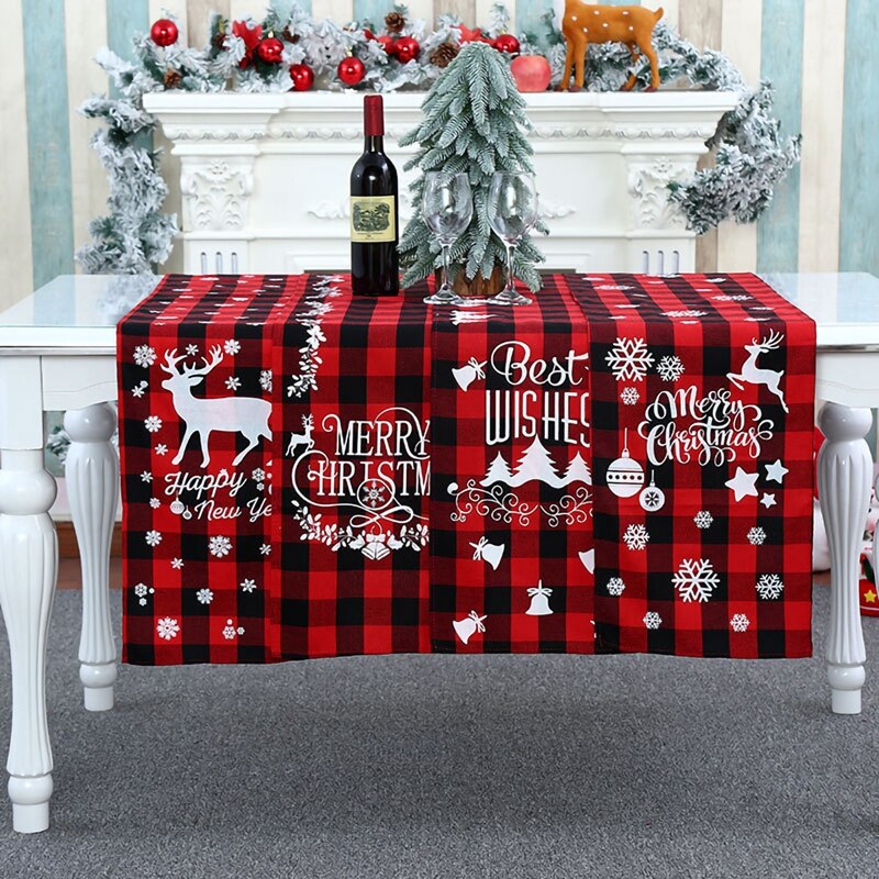 Huiran Linen Christmas Elk Snowman Table Runner Merry Christmas Decor For Home 2022 Xmas Ornaments New Year&#39;s Decor 2023 Navidad - anconmall