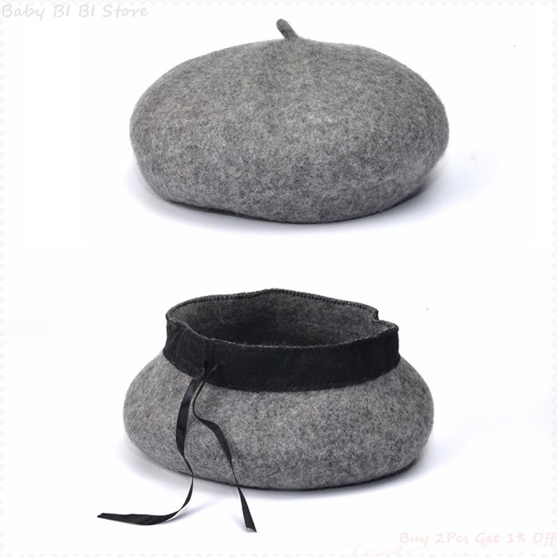 1 Pc Baby Girls Beret Hat Solid Color Vintage Beret Beanie Cap Bonnet Hat for Kids Children Infants 2-8 Years Old