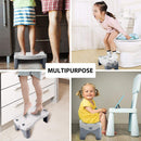 Kids Step Stool Potty Training Foldable Non-Slip Base Toilet Stool, Adult Poop Footstool Multi-Function Fit for All Toilets