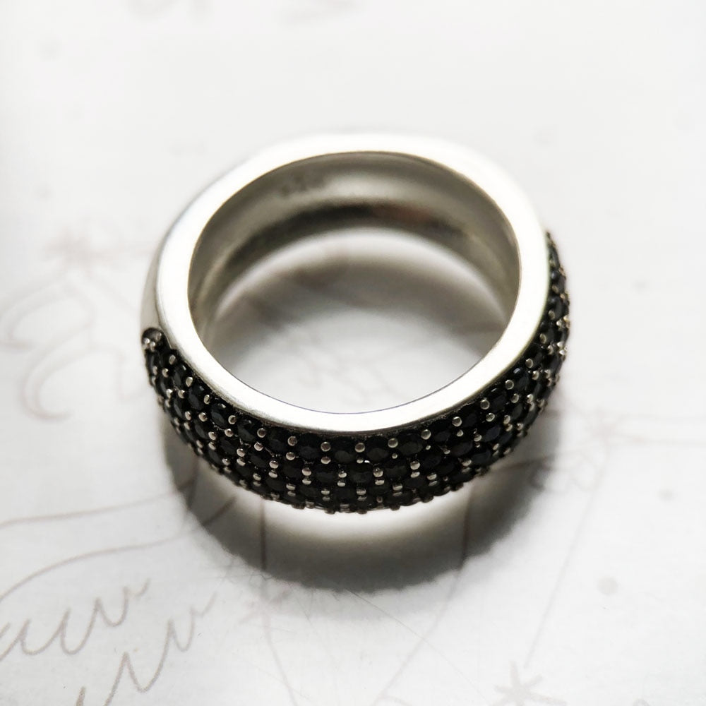 Black Pave Band Ring,Europe Style Classic Fine Jewerly For Men &amp; Women Gift In 925 Sterling Silver