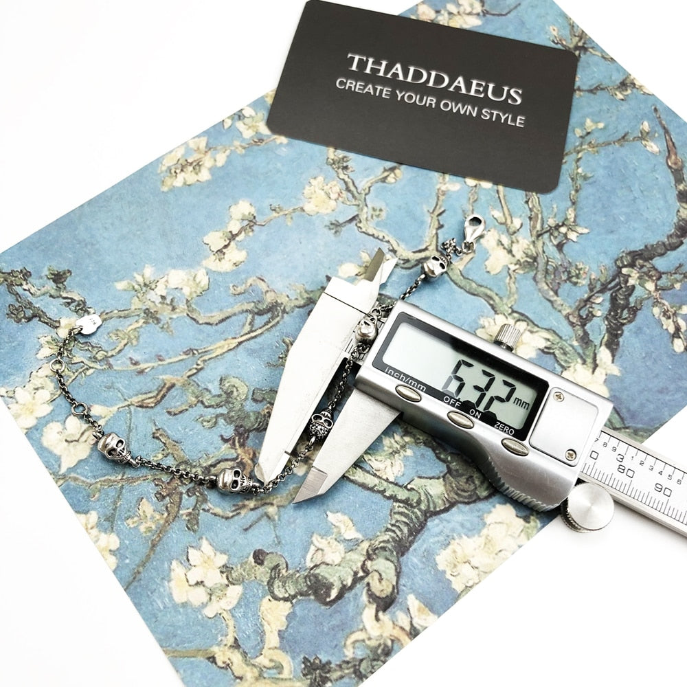 Five Exquisite Feminine Skulls Bracelets Autumn Link Chain 925 Sterling Silver Jewelry Rebel Gift For Women