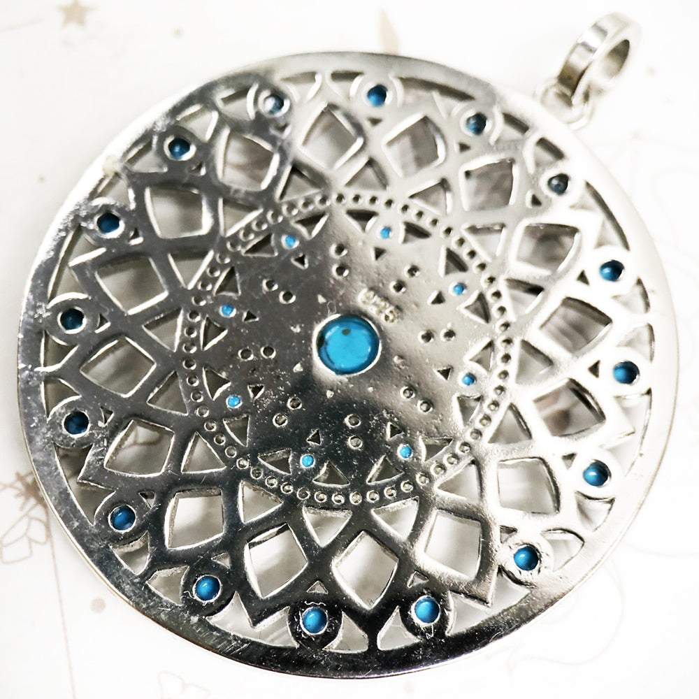 Pendant Blue Turquoise Stone Ornament Brand New Fashion 925 Sterling Silver Jewelry Europe Accessories Gift For Women
