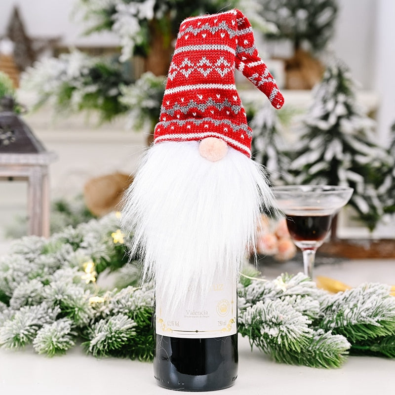 Christmas Wine Bottle Cover Bags Santa Claus Wine Bottle Cover Gift Bag Christmas Dinner Party Xmas Table Decor Merry Christmas