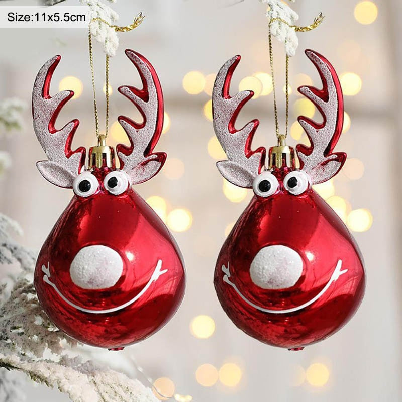 2pcs Elk Christmas Balls Ornaments Bauble Pendant Xmas Tree Hanging Balls Christmas Home Decorations Navidad 2022 Natal New Year