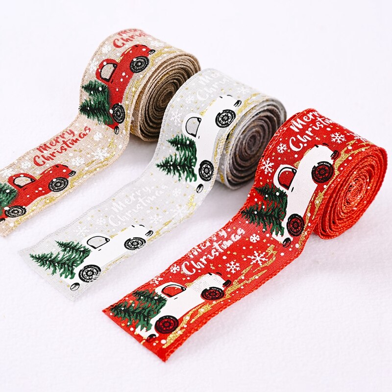 5M Merry Christmas Burlap Ribbons DIY Gift Wrapping Wedding Party Decoration for Home Christmas Tree Ribbon Garland Wreath Bows