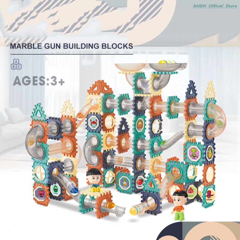 66-260PCS Marble Race Run Building Blocks Castle Children's Toys Rail Funnel Slide DIY Educational Brick Dominoes Children Gifts