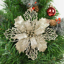 5pcs 9-16cm Glitter Artifical Christmas Flowers Christmas Tree Decorations for Home Fake Flowers Xmas Ornaments New Year Decor